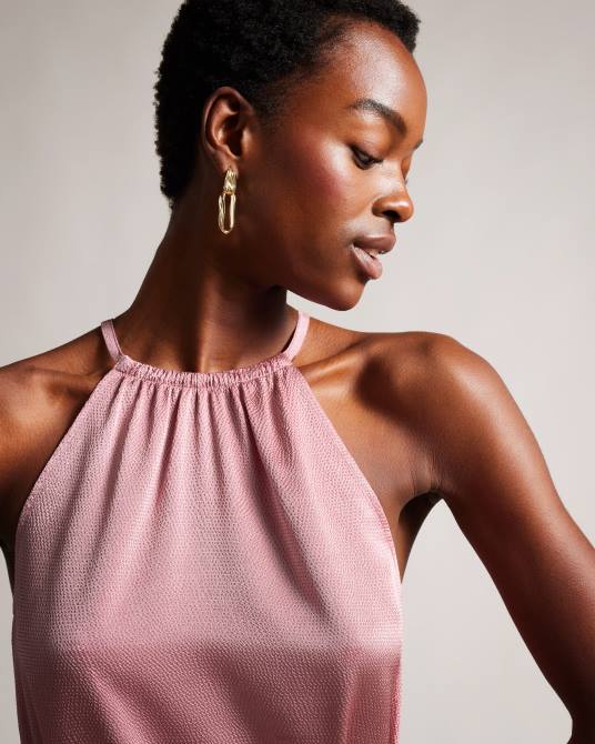 Ted Baker mujer 2ZFP193 ropa vestido midi con cuello halter roxieyy Rosado oscuro