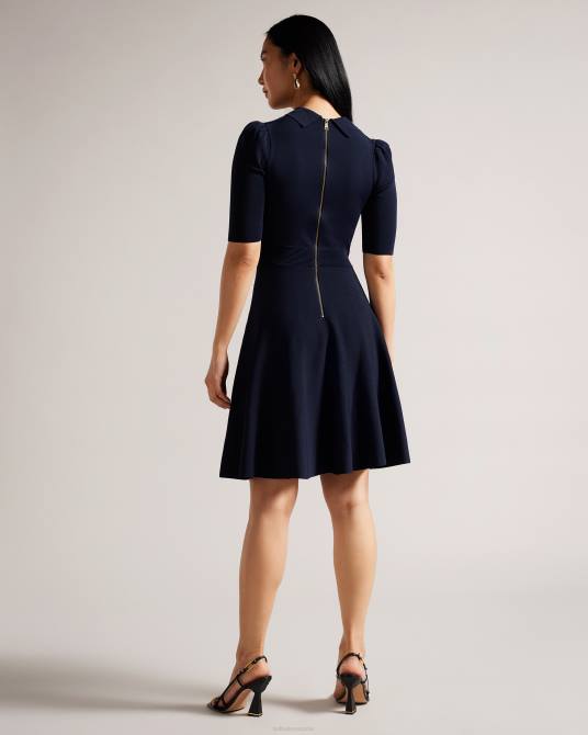 Ted Baker mujer 2ZFP199 ropa vestido de punto delicado de pointelle de Hillder azul oscuro