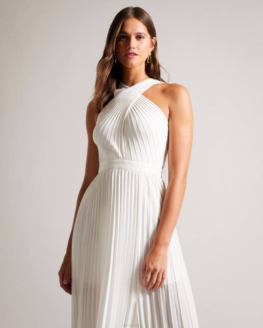 Ted Baker mujer 2ZFP210 ropa Vestido loueli plisado con parte delantera cruzada y corpiño de punto crema