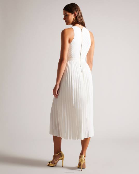 Ted Baker mujer 2ZFP210 ropa Vestido loueli plisado con parte delantera cruzada y corpiño de punto crema