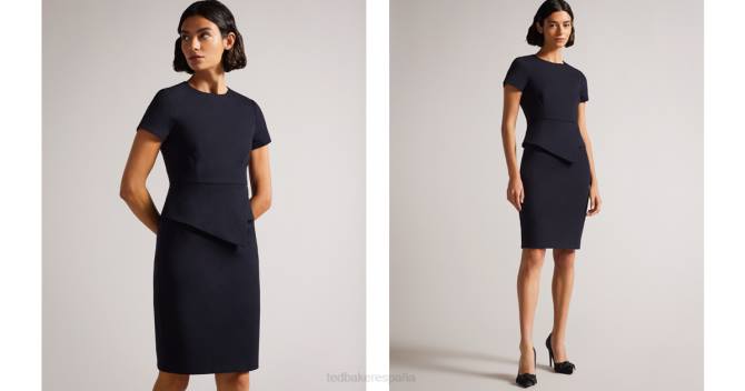 Ted Baker mujer 2ZFP214 ropa vestido de sastre con peplum asimétrico elynah azul oscuro