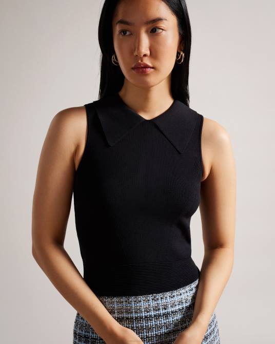 Ted Baker mujer 2ZFP228 ropa vestido recto con corpiño de punto diveena negro