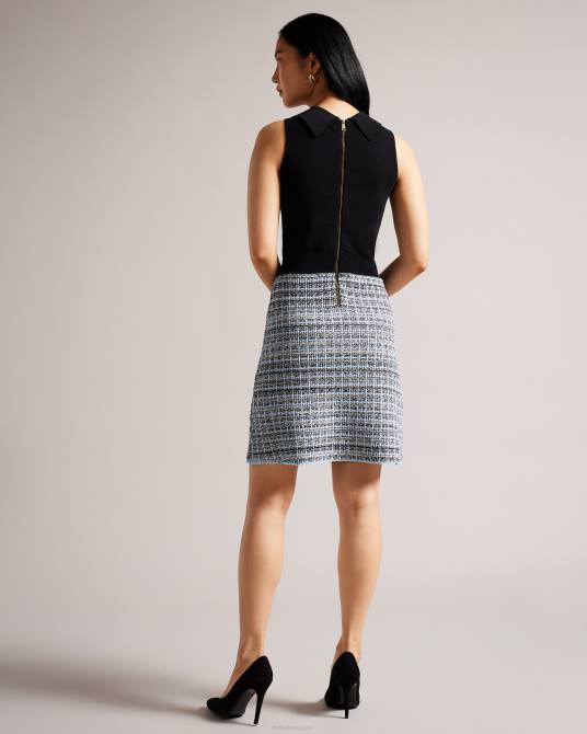 Ted Baker mujer 2ZFP228 ropa vestido recto con corpiño de punto diveena negro