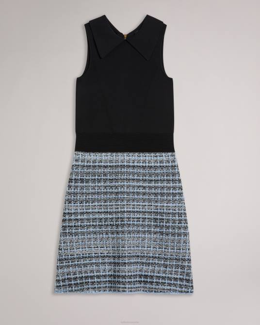 Ted Baker mujer 2ZFP228 ropa vestido recto con corpiño de punto diveena negro