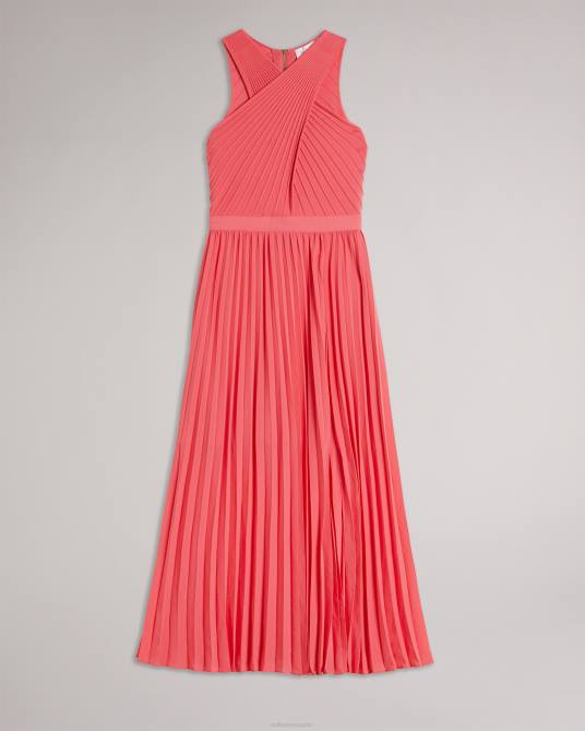 Ted Baker mujer 2ZFP26 ropa Vestido loueli plisado con parte delantera cruzada y corpiño de punto coral