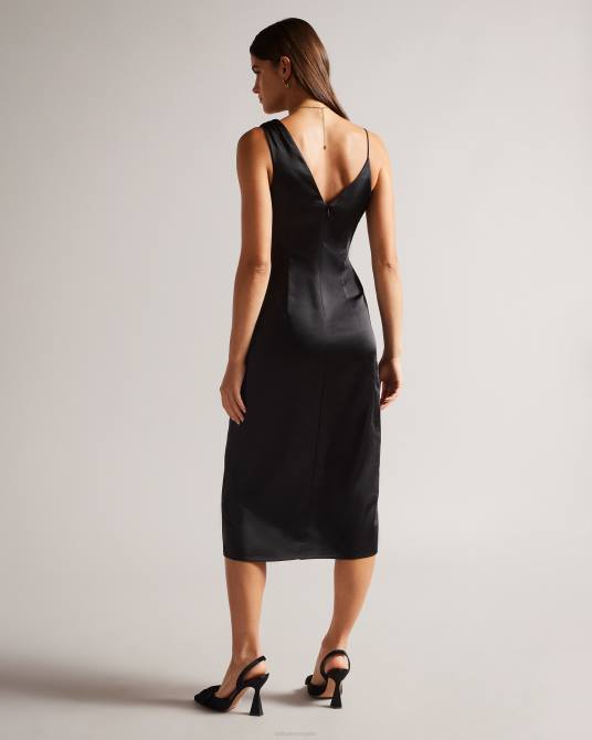 Ted Baker mujer 2ZFP287 ropa vestido lencero con detalle de cintura asimétrica odellia negro