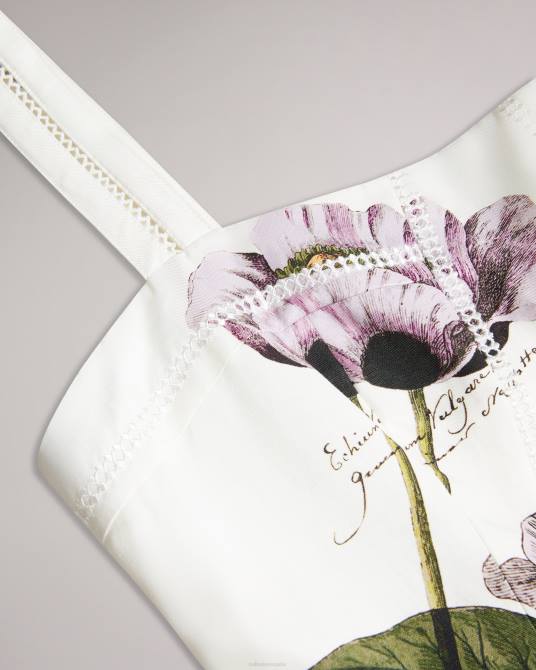 Ted Baker mujer 2ZFP292 ropa vestido de tubo con cuello cuadrado jasmmie botánico blanco