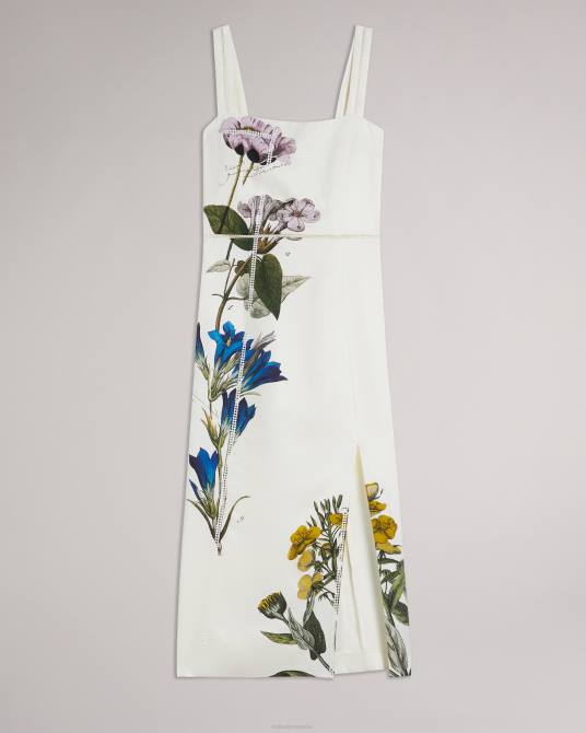 Ted Baker mujer 2ZFP292 ropa vestido de tubo con cuello cuadrado jasmmie botánico blanco