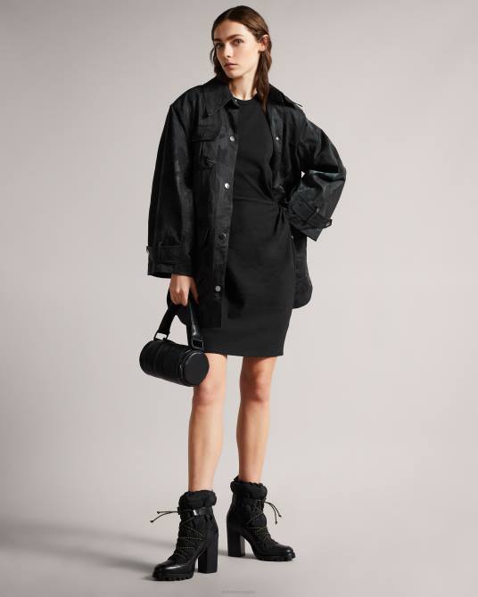 Ted Baker mujer 2ZFP413 ropa vestido de punto con nudo en la parte delantera livviaa negro