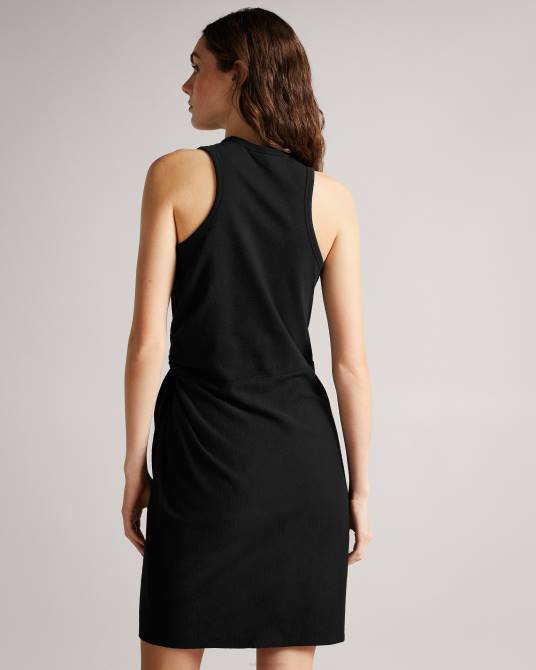 Ted Baker mujer 2ZFP413 ropa vestido de punto con nudo en la parte delantera livviaa negro