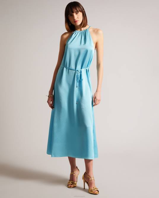 Ted Baker mujer 2ZFP473 ropa vestido midi con cuello halter roxieyy azul