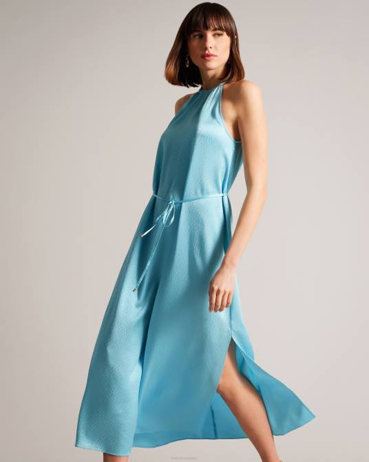 Ted Baker mujer 2ZFP473 ropa vestido midi con cuello halter roxieyy azul