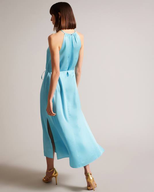 Ted Baker mujer 2ZFP473 ropa vestido midi con cuello halter roxieyy azul