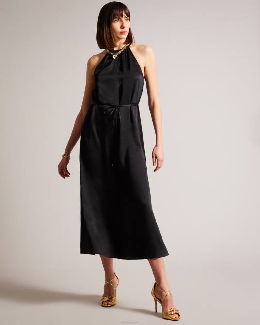 Ted Baker mujer 2ZFP474 ropa vestido midi con cuello halter roxieyy negro