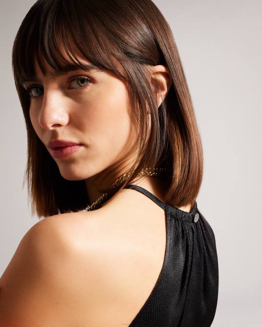 Ted Baker mujer 2ZFP474 ropa vestido midi con cuello halter roxieyy negro