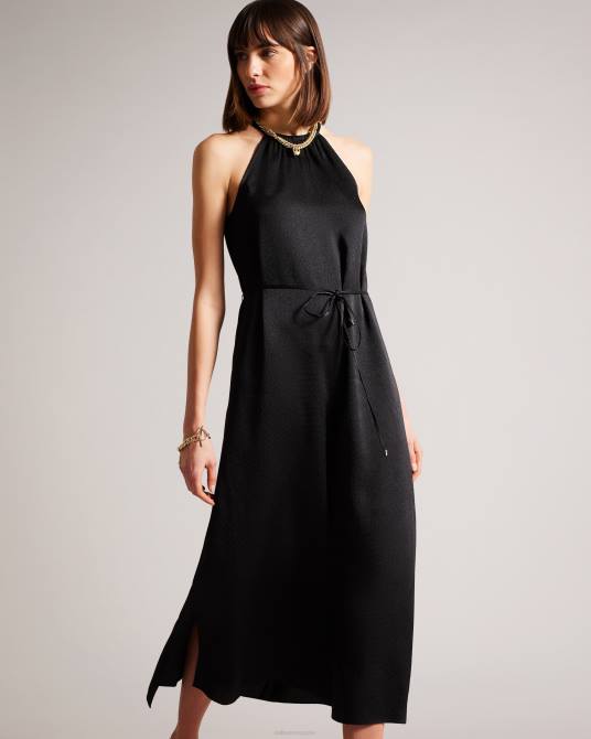 Ted Baker mujer 2ZFP474 ropa vestido midi con cuello halter roxieyy negro