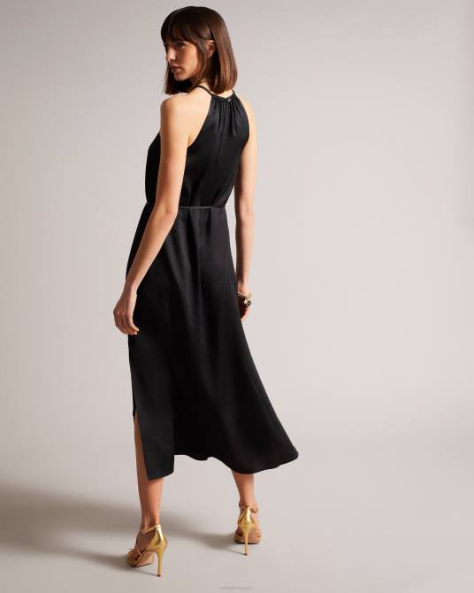 Ted Baker mujer 2ZFP474 ropa vestido midi con cuello halter roxieyy negro