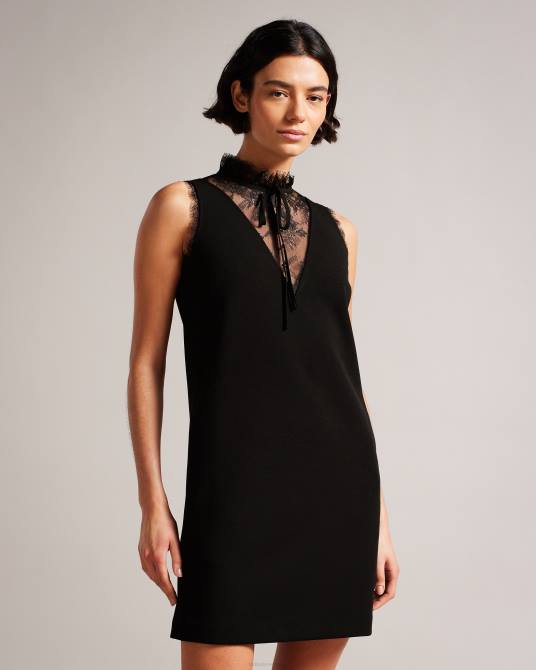 Ted Baker mujer 2ZFP52 ropa vestido camisero chharis con paneles de encaje negro