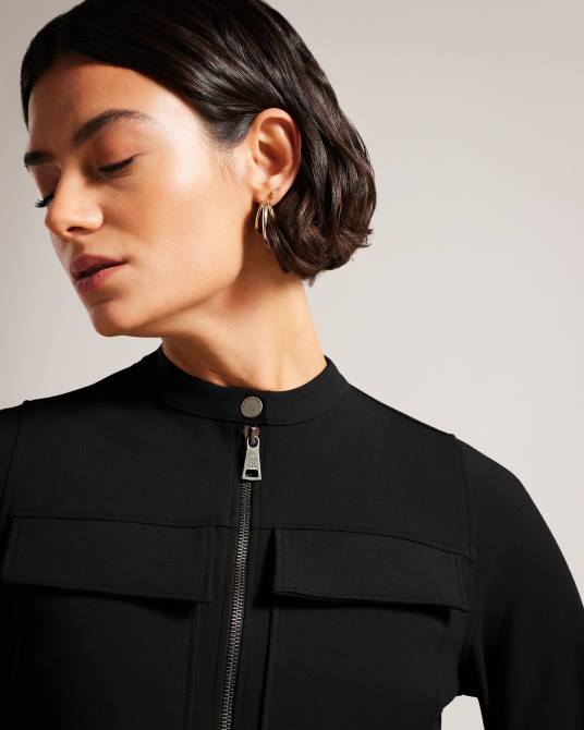 Ted Baker mujer 2ZFP58 ropa vestido camisero con cinturón y detalles utilitarios hattei negro