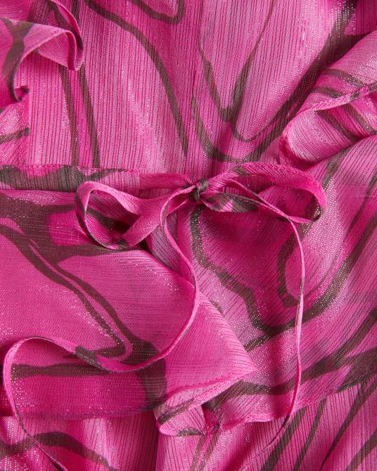 Ted Baker mujer 2ZFP62 ropa vestido estilo pichi con estampado abstracto y volantes victoir Rosa brillante