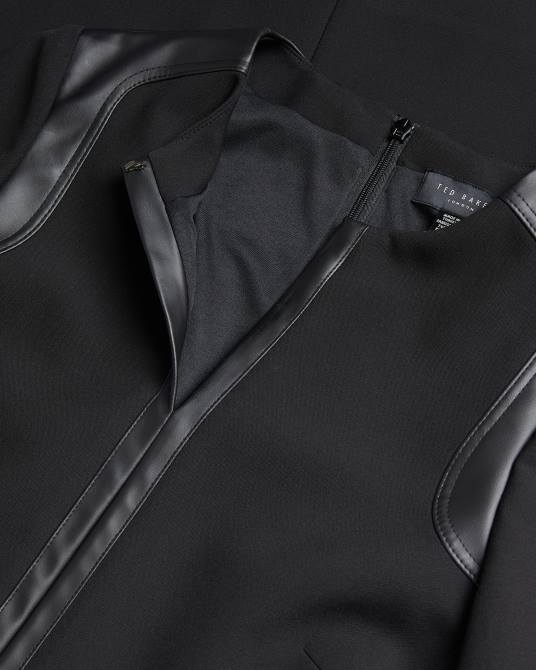 Ted Baker mujer 2ZFP72 ropa vestido de tubo halleid con paneles de piel sintética negro