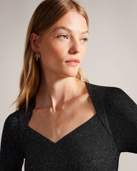 Ted Baker mujer 2ZFP76 ropa vestido tabytha de corte slim y punto cruzado negro