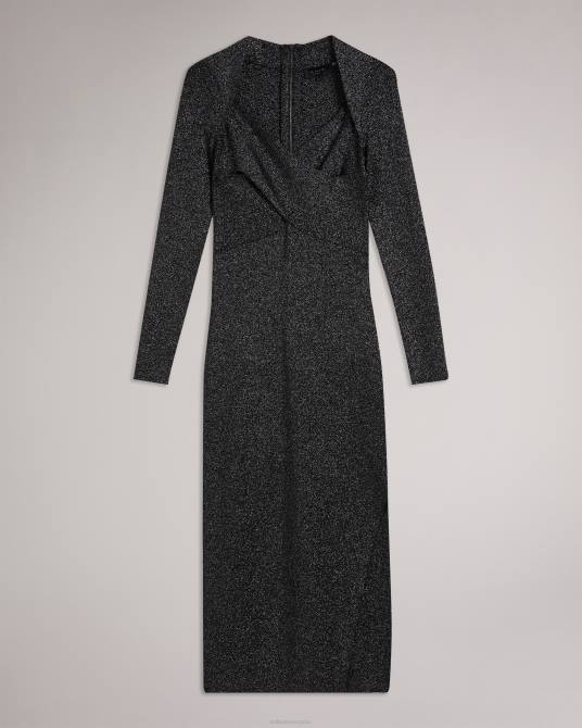 Ted Baker mujer 2ZFP76 ropa vestido tabytha de corte slim y punto cruzado negro