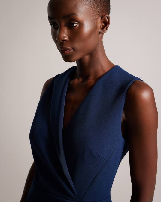 Ted Baker mujer 2ZFP144 ropa vestido ajustado con detalle de costura tilolah azul marino oscuro