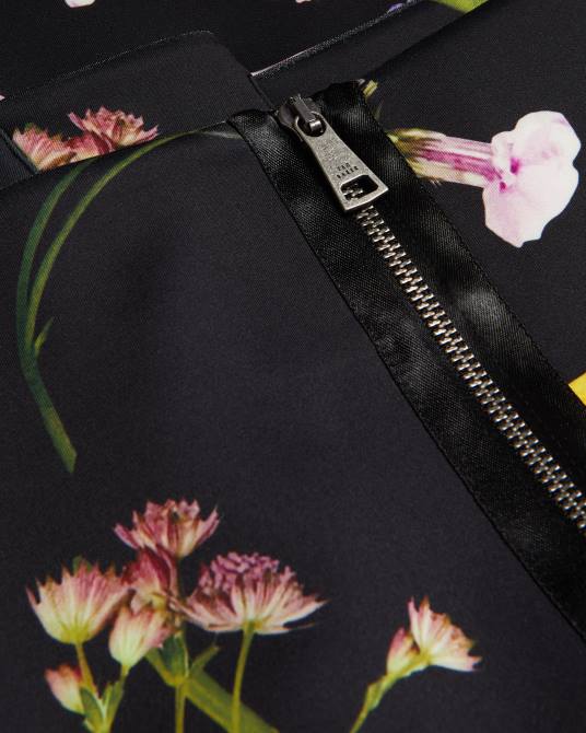 Ted Baker mujer 2ZFP172 ropa vestido ajustado con escote Bardot y estampado floral de Loveina negro