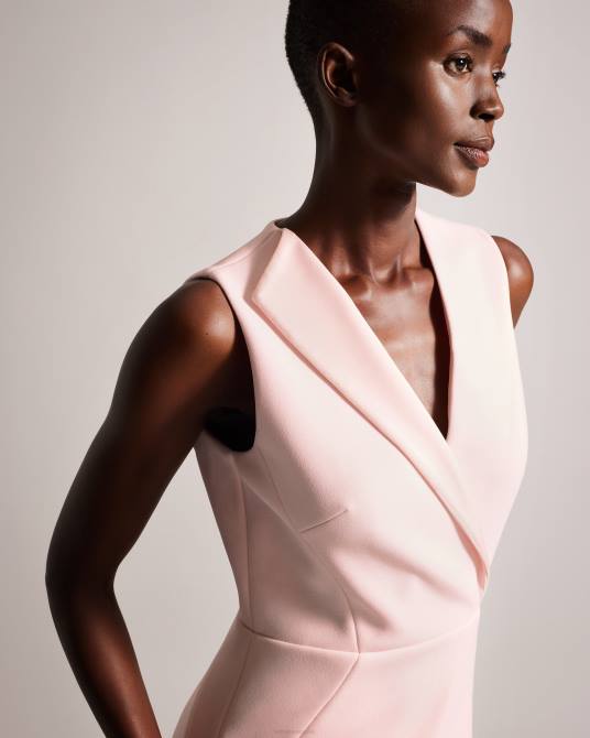 Ted Baker mujer 2ZFP175 ropa vestido ajustado con detalle de costura tilolah desnudo claro