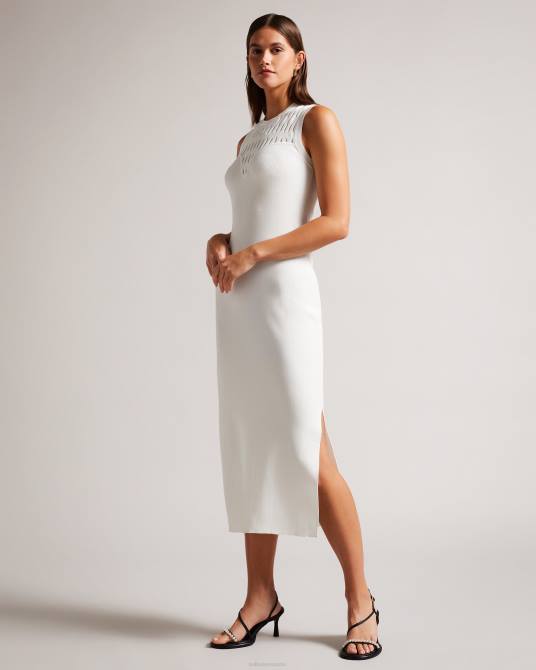 Ted Baker mujer 2ZFP212 ropa vestido ajustado con detalles de punto Polyan blanco