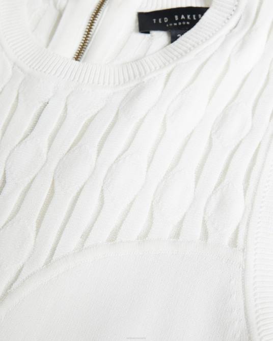 Ted Baker mujer 2ZFP212 ropa vestido ajustado con detalles de punto Polyan blanco