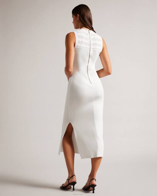 Ted Baker mujer 2ZFP212 ropa vestido ajustado con detalles de punto Polyan blanco