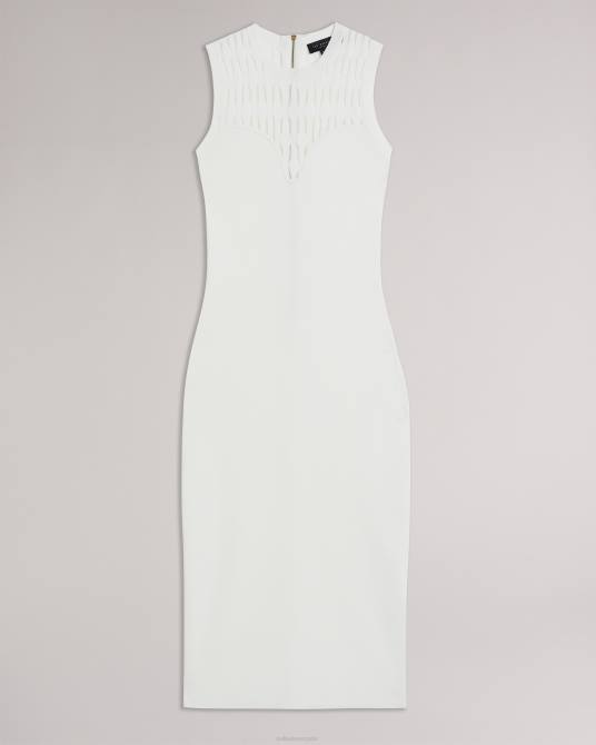 Ted Baker mujer 2ZFP212 ropa vestido ajustado con detalles de punto Polyan blanco