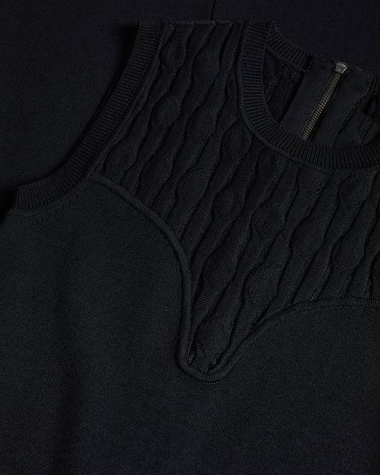 Ted Baker mujer 2ZFP213 ropa vestido ajustado con detalles de punto Polyan negro