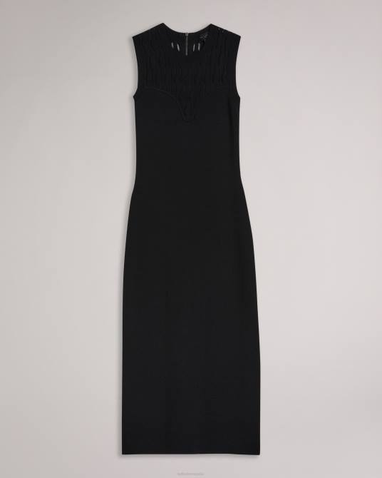 Ted Baker mujer 2ZFP213 ropa vestido ajustado con detalles de punto Polyan negro