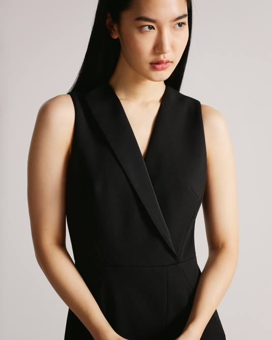 Ted Baker mujer 2ZFP262 ropa vestido ajustado con detalle de costura tilolah negro