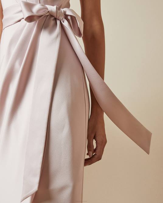 Ted Baker mujer 2ZFP11 ropa vestido midi drapeado con un hombro gabie Rosa claro