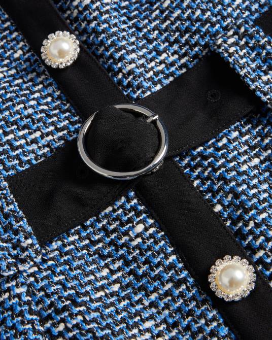 Ted Baker mujer 2ZFP130 ropa vestido midi de bouclé ajustado diniiad azul marino oscuro