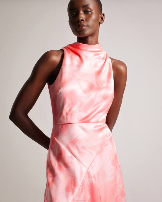 Ted Baker mujer 2ZFP14 ropa vestido midi con corte al bies y cuello vuelto de Foreste coral