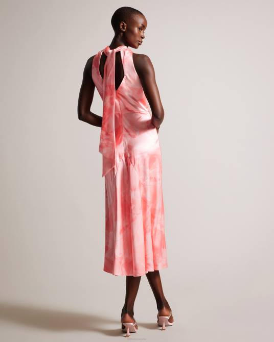 Ted Baker mujer 2ZFP14 ropa vestido midi con corte al bies y cuello vuelto de Foreste coral