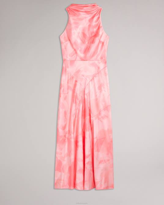 Ted Baker mujer 2ZFP14 ropa vestido midi con corte al bies y cuello vuelto de Foreste coral