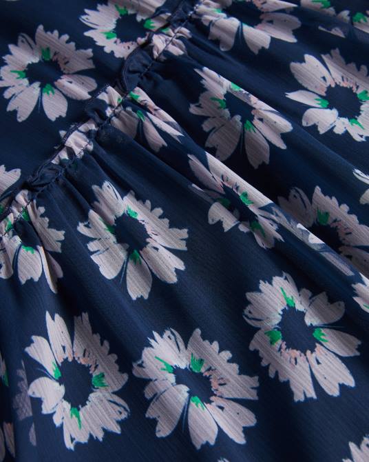 Ted Baker mujer 2ZFP151 ropa vestido midi marllee con estampado floral y capas azul marino oscuro