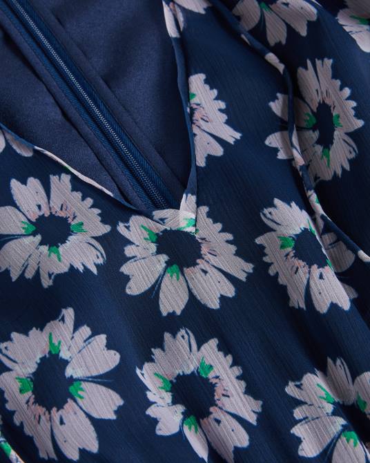 Ted Baker mujer 2ZFP151 ropa vestido midi marllee con estampado floral y capas azul marino oscuro