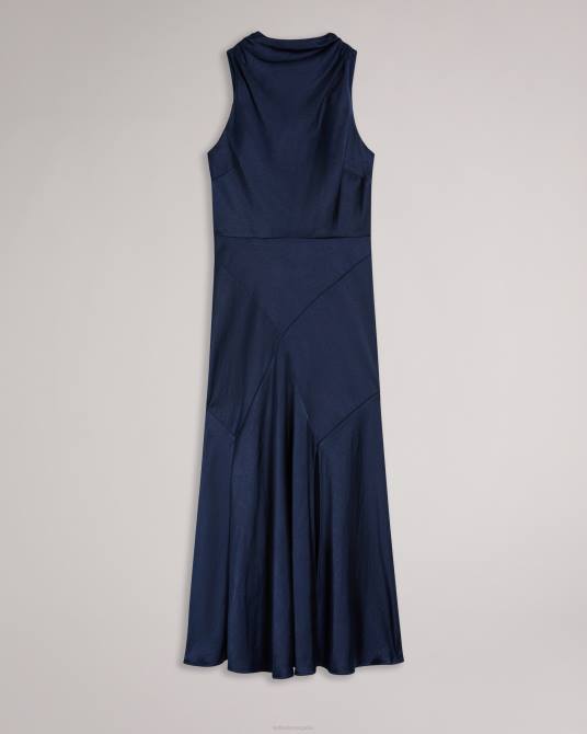 Ted Baker mujer 2ZFP15 ropa lilymay vestido midi con cuello desbocado y corte al bies azul oscuro