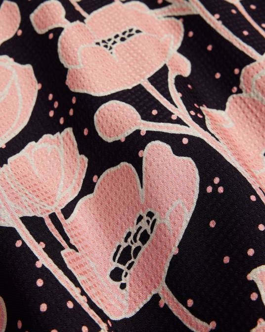 Ted Baker mujer 2ZFP165 ropa vestido de tarde midi con mangas abullonadas astrydd negro