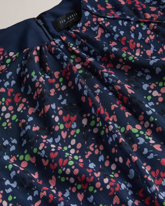 Ted Baker mujer 2ZFP176 ropa vestido midi sin mangas con estampado de corazones corales azul marino oscuro
