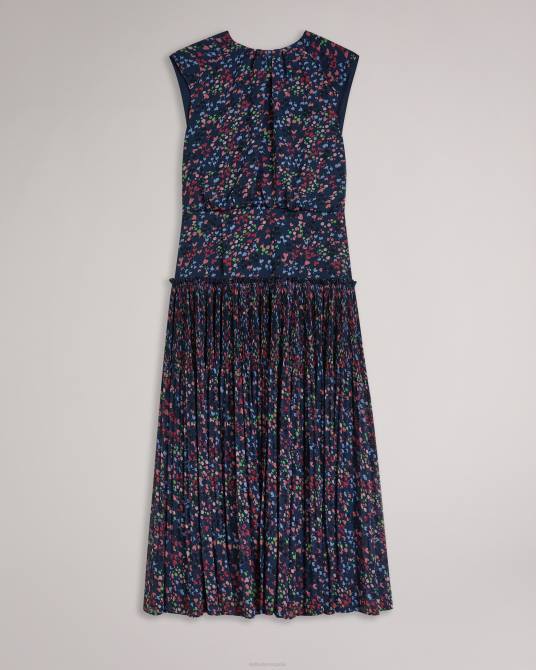 Ted Baker mujer 2ZFP176 ropa vestido midi sin mangas con estampado de corazones corales azul marino oscuro