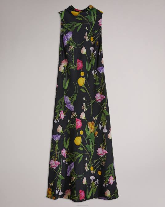 Ted Baker mujer 2ZFP177 ropa vestido lencero midi con cuello desbocado addilin negro