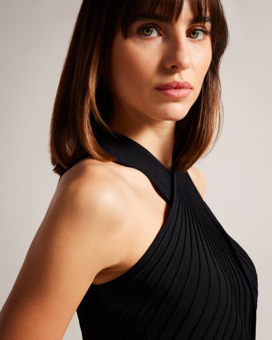 Ted Baker mujer 2ZFP17 ropa Vestido midi con falda plisada de flores de Loulous coral